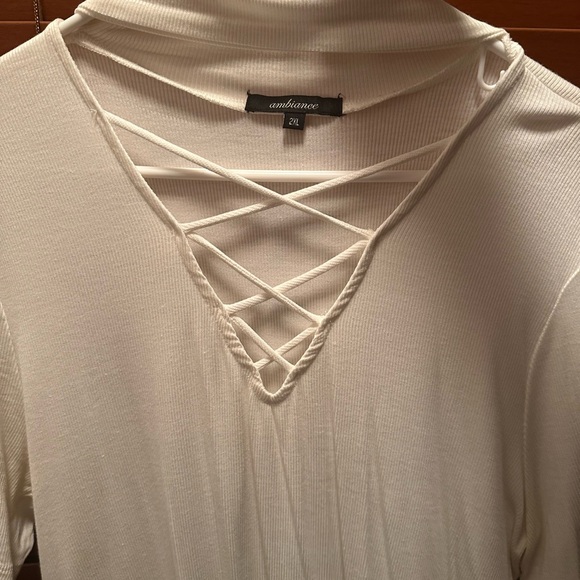 Ambiance Tops - Ambiance White Crisscross V-Neck Top
